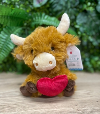 Heart Highland Cow 18cm